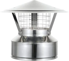 Rain Cap w/3/4" Spark Arrestor for 6" Diameter 304 Stainless Fuel Class-A Double