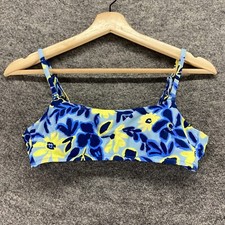 Aerie Bikini Top Girls S Small Blue Floral Lined Sleeveless Square Neck Swimwear