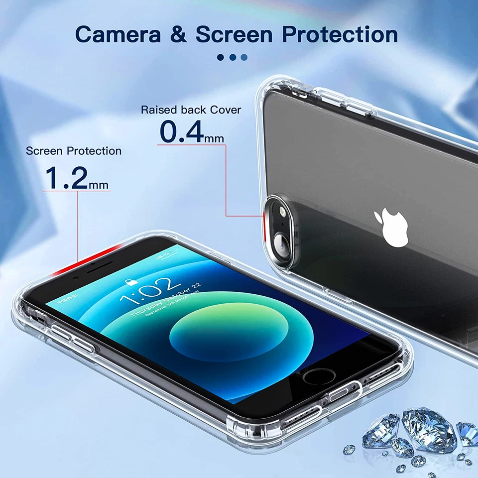 For iPhone SE/XR/8 Plus/7/ Xs Max/6s/Case Phone Cover Shockproof +Tempered Glass - Image 3 of 4