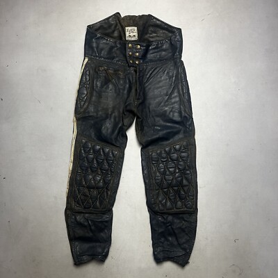 Vintage 50s Langlitz Leather Pants Motorcycle Padded Racing
