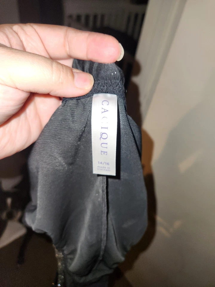 Cacique Seriously Sexy Cheeky Bodysuit Metallic Gold/Black & Mesh SZ 14/16 - Image 3 of 3