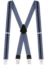 Textured Suspenders for Men - 48" Adjustable Straps 1 1/2" - X Denim Black