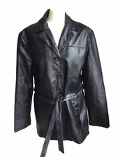 Leather Jacket Black Women's M / L Belted Outbrook