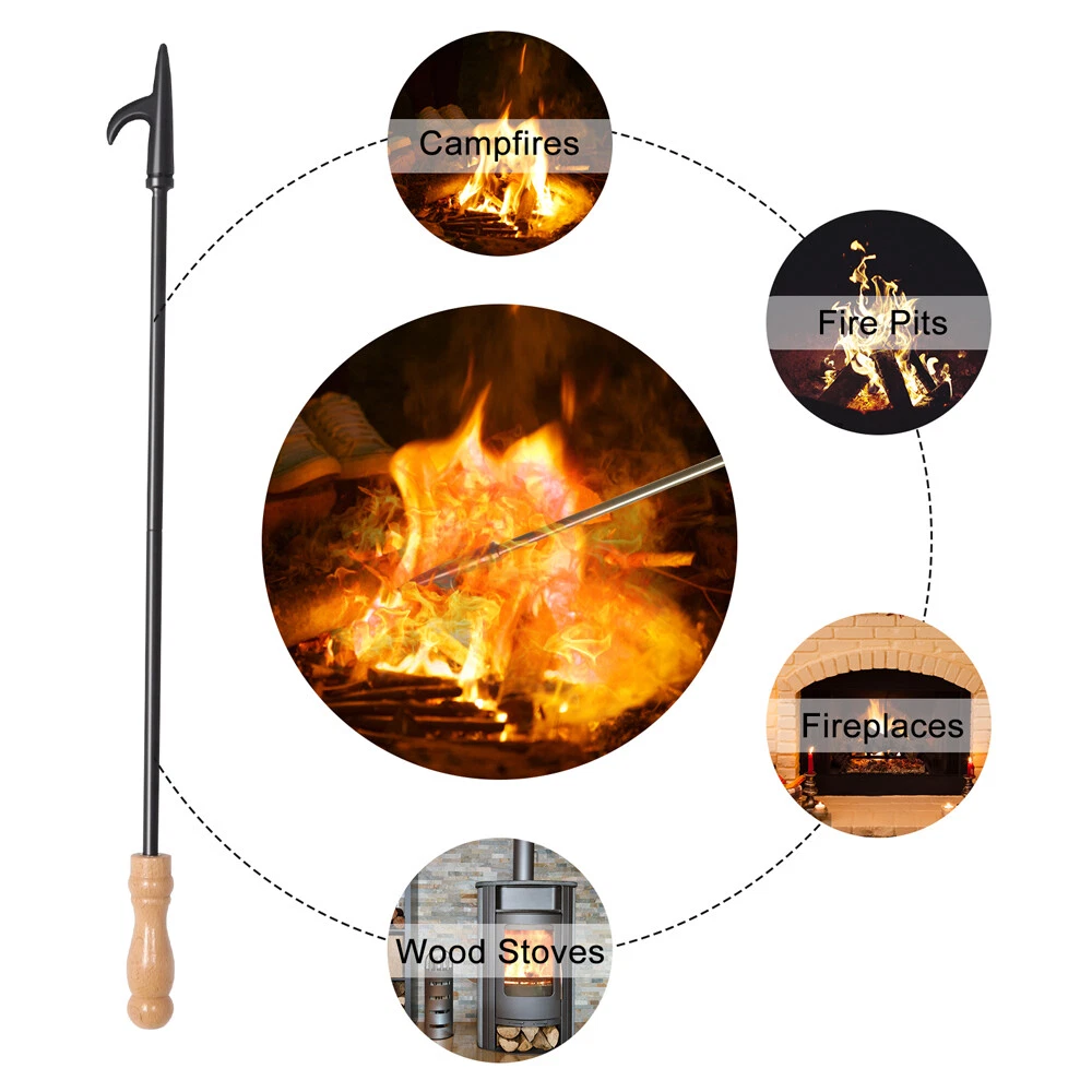 32u0026#034; Long Fire Pit Poker Stick Campfire Fireplace Wood Stove Party  Heavy Duty | eBay