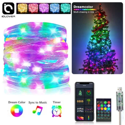 ICLOVER 33ft 100 LED Strip Rope Lights Tube String Outdoor Christmas Tree Party RV Decor