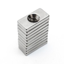 10 MAGNETI NEODIMIO 20x10x3 MM CALAMITA POTENTE FIMO CERAMICA CON FORO 4MM