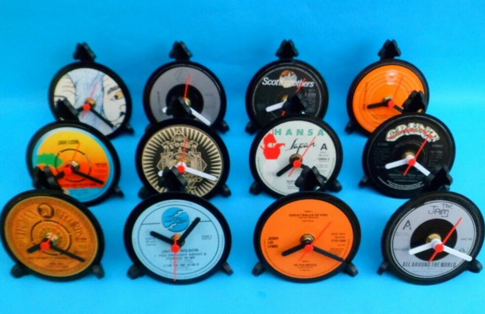 CLOCKS DESK / TABLE TOP Upcycled Vinyl SINGLES Vinyl Records LIST J Size 4" - Image 4 of 4