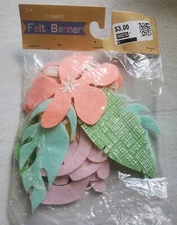 Cresent Entertainment Felt Banner Pink Baby Shower Girls NIB Jungle Hawaii 
