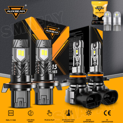 AUXBEAM Canbus H13 9145 T10 LED Headlights High Low Beam Fog Light 120W 30000LM