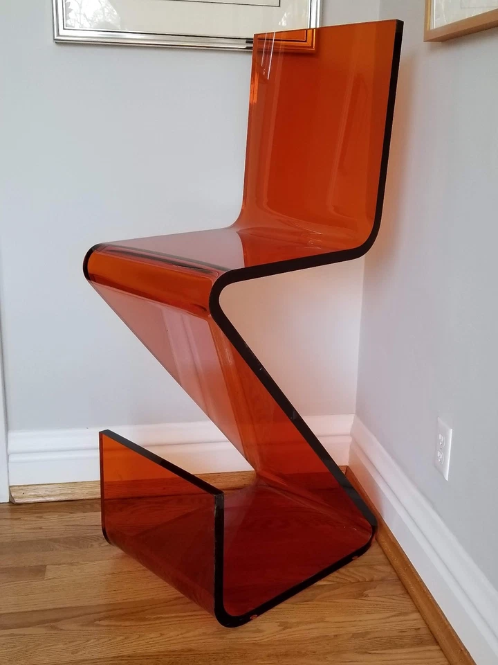 2 taburetes italianos contemporáneos de acrílico naranja sangre muebles modernos de mediados de siglo  Foto 3 de 4