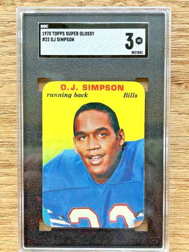 1970 Topps Super Glossy O. J. Simpson ROOKIE SGC Graded 3 VG Card #22