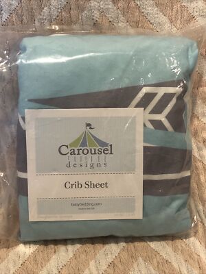 Carousel Designs Unisex Crib Sheet Sealed - arrow Pattern Teal Grey White New