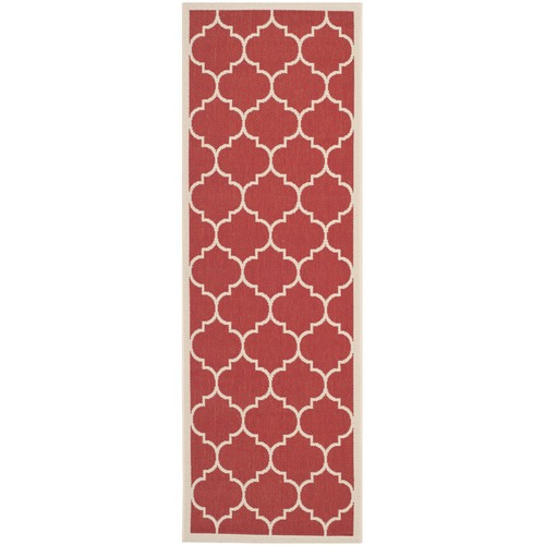 SAFAVIEH Outdoor CY6914-248 Courtyard Collection Red / Bone Rug - Picture 3 of 30