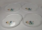 Vintage Atomic Flower White Federal Milk Glass Snack Plates - Set of 4 10”