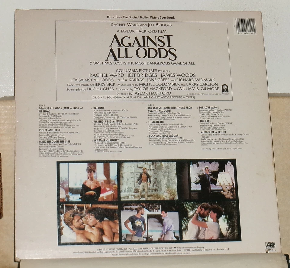 Against All Odds Motion Picture Soundtrack - 1984 Vinyl LP Record Album - Image 2 of 2