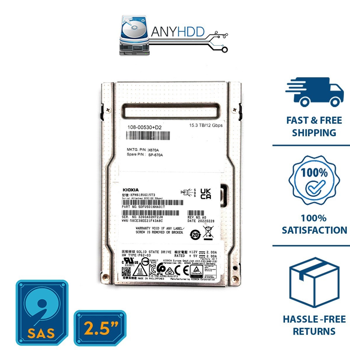 KIOXIA 15.3TB SAS SSD 24G 2.5