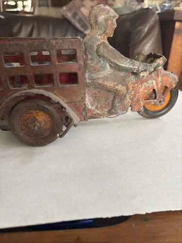 Marx Speed Boy Vintage Delivery Tin Litho Wind-Up Motorcycle