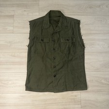 Vintage Sateen OG 107 Shirt Fatigue Size Medium US Army Military 60s Distressed