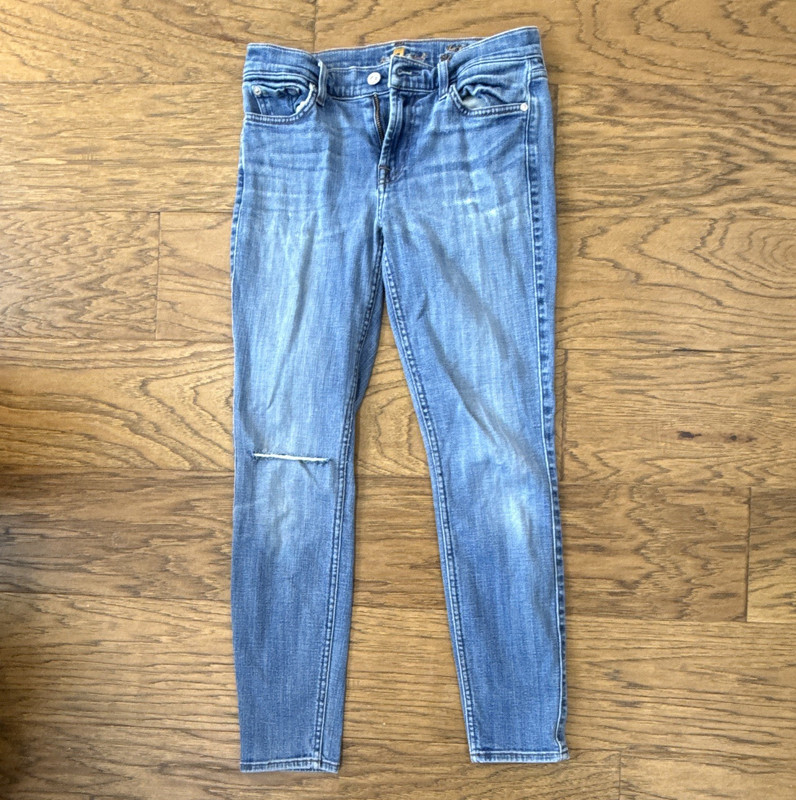 7 For All Mankind Women’s Skinny Jeans Light Wash Blue Denim Stretch Mid Rise