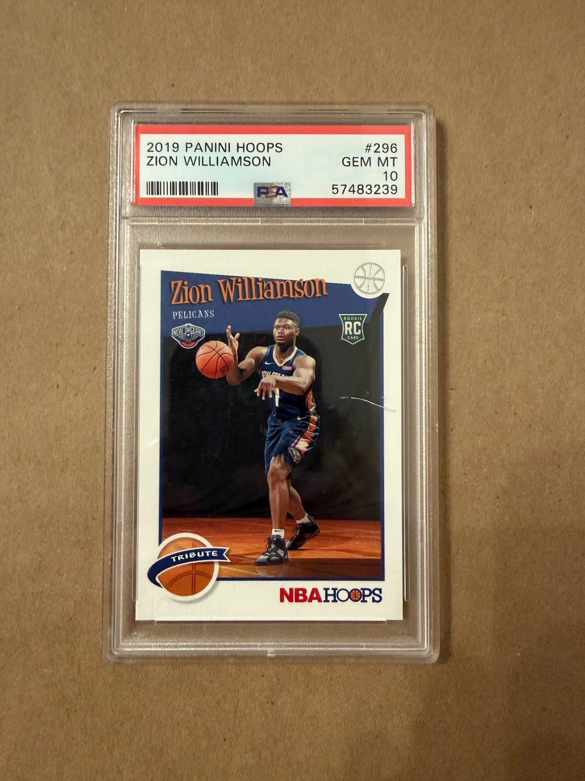 2019-20 Panini NBA Hoops Hoops Tribute Zion Williamson #296 PSA 10 Rookie