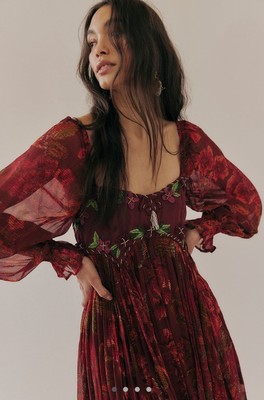 chinese dress ladies Free People Morning Meadows Long-Sleeve Maxi Dress Xs