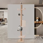 Wooden Floor to Ceiling Cat Tree Tower Natural Sisal Rope Scratching Post