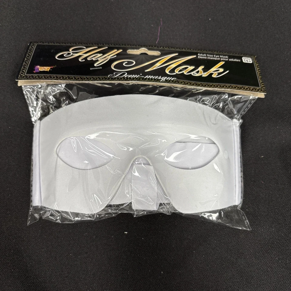 White Masked Man Super Hero Bandit Eye Mask Adult Costume Accessory One Size - Image 2 of 4
