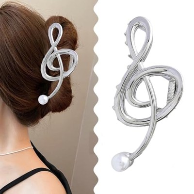 Music Note Hair Claw Clip Music French Barrette 80mm- Thick Hair Barrette- Hair  main image 2