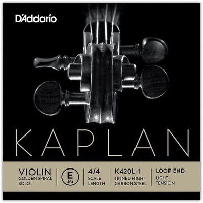 D'Addario Kaplan Golden Spiral Solo Violin E String 44 Solid Steel Light Loop
