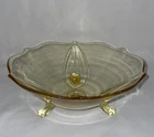 Vintage Lancaster Petal Yellow Depression Glass Jubilee Three Footed 9" Bowl