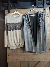 2 Women's Tops Size Small; Blk/Brown/Lacey; Excellent Condition; Maurice's