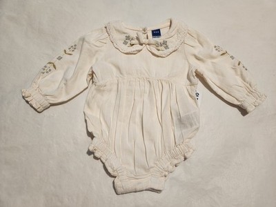 NWT Old Navy Collared Embroidered Bubble Romper 1PC 0-3 Months Baby Girl