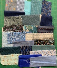 Branded Blue fabric scrap bag  ( 200g) 100% Cotton suitable for crafts & sewing