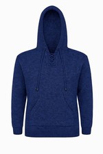 MEN HANDMADE ANDEAN ALPACA NAVY BLUE PULLOVER HOODIE SZ M