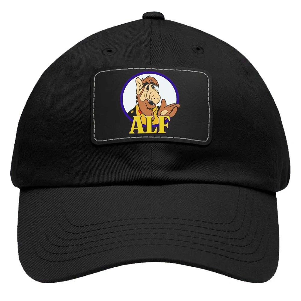ALF TV Series Black Dad Hat with Leather Patch - Adjustable Size