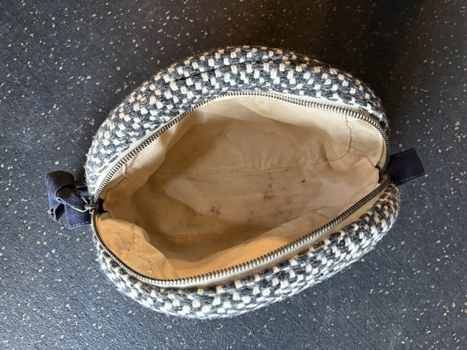 Maria La Rosa Bag Wool Zippered Pouch Made In Italy With Grosgrain Ribbon Detail - Image 4 of 4