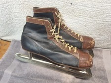 Vintage Union Hardware Co Ice Skates Mens 11 1/2 Brown Black Made In USA 11.5