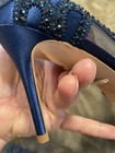 Badgley Mischka Shoes Size 7.5 Blue Peep-Toe Pumps Heels Satin Embellished — photo 9