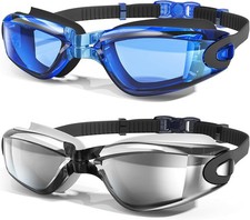 Swim Goggles, 2 Pack Swimming Goggles Anti Fog No Leaking UV Protection for Men