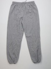 Vintage 90s Streetwear Mens Large Faded Blank Cuffed Sweatpants Joggers Gray