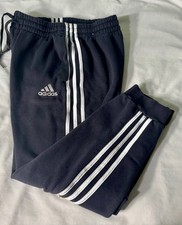 adidas Standard Essentials Fleece Tapered Cuff 3-Stripes Pants Black Men's Small