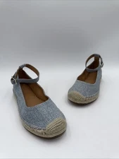 Crown Vintage Lertha Espadrilles Light Blue Denim Flats Women's Size 7.5 M
