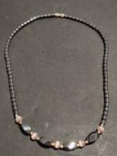 Fashion Necklaces Grey / Pink Tone Beads 40 Cm Length