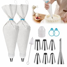 Reusable Piping Bags and Tips Set   16" Pastry Bags for Cake Decorating, C