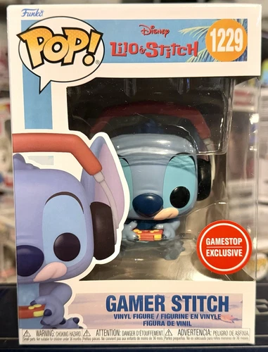 LILO & STITCH Funko Pop Disney GAMER STITCH 1229 GAMESTOP EXCLUSIVE w/PROTECTOR