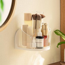 Wall Mounted Makeup Brushes Organizer 360 Rotating Holder 6 Compartments
