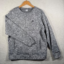 Head Sweatshirt Grey Knit Crewneck Pullover Jumper Large Winter Warm Casual Logo