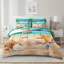 Tropical Ocean Beach Comforter Set King Size 8 Pieces with Cushion Cover