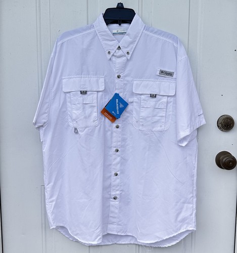 Columbia PFG Bahama NEW SPF Omni Shade Shirt Men’s M White Fit Outdoor Fishing