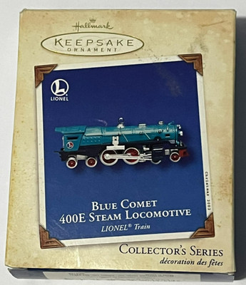 HALLMARK KEEPSAKE ORNAMENT 2002 BLUE COMET 400E STEAM LOCOMOTIVE LIONEL TRAIN